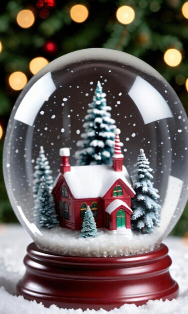 Photo De Boule à Neige En Verre De Noël Avec Une Scène D'hiver