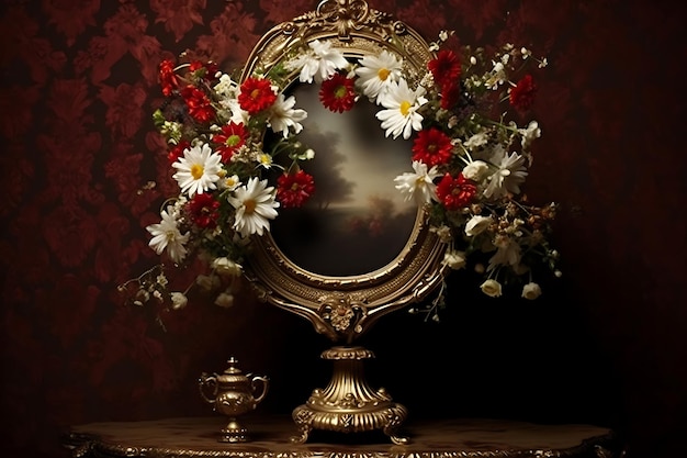 Photo d'un bouquet de marguerites avec un cadre vintage