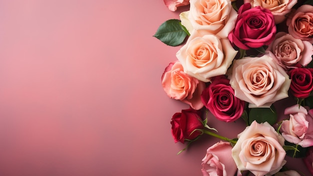 photo bouquet de têtes de roses générée par l'IA