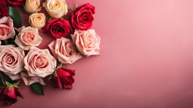 photo bouquet de têtes de roses générée par l'IA