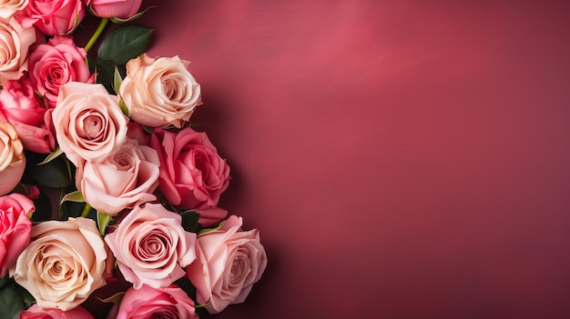 photo bouquet de têtes de roses générée par l'IA