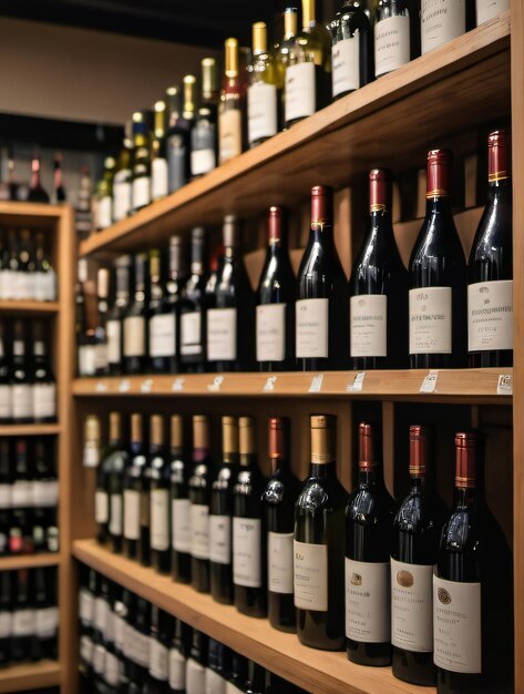 Photo de bouteilles de vin dans un magasin d'alcool