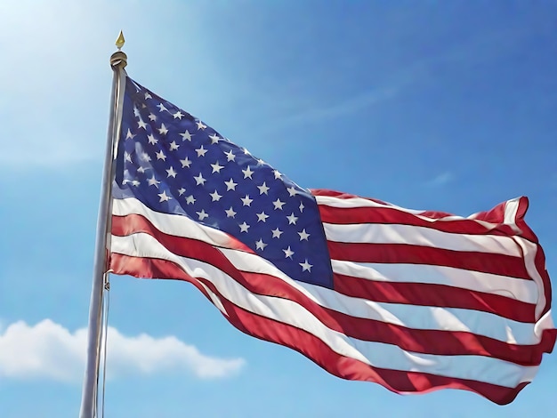 Photo une photo brute réaliste d'un drapeau américain agitant générée par l'ia