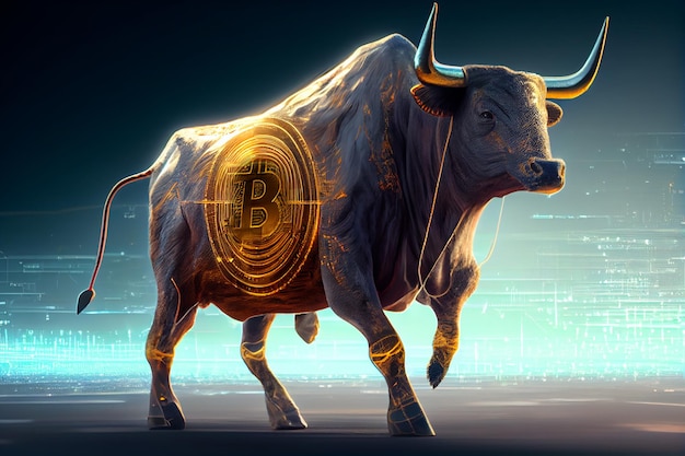 Photo bull acheter croissance de l'investissement du marché crypto-monnaie