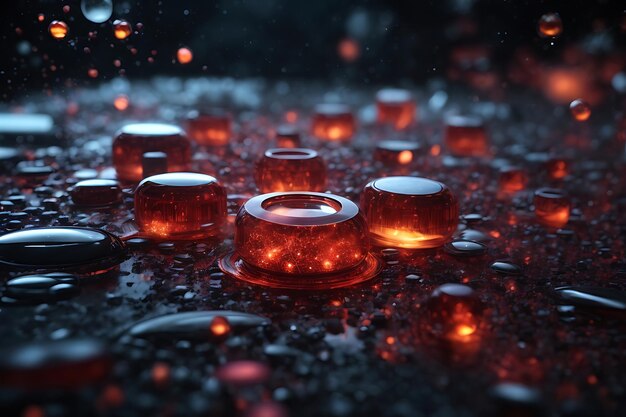 Une photo de bulles de couleurs rouges de nanotechnologie