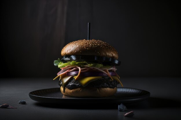 Photo photo de burger avec frites generative ai