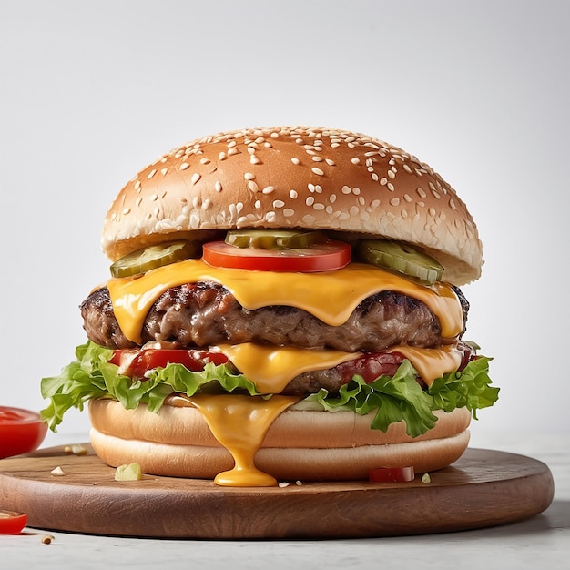 Une photo de Burger en gros plan