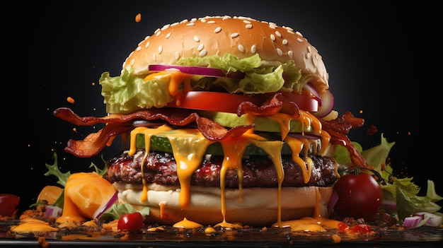 photo burger hamburger burger au fromage généré par l'IA