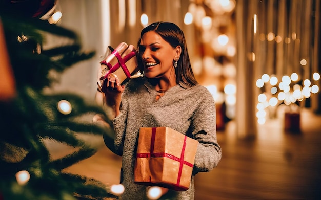 Photo avec des cadeaux de différentes couleurs