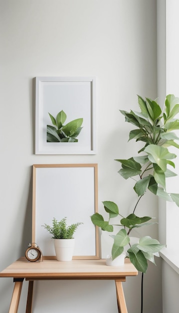 Photo une photo de cadre avec petit verre et petites plantes