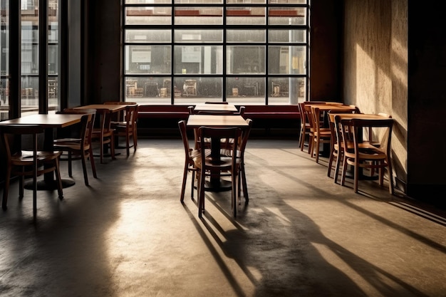 photo d'un café vide à l'intérieur Photographie générée par l'IA