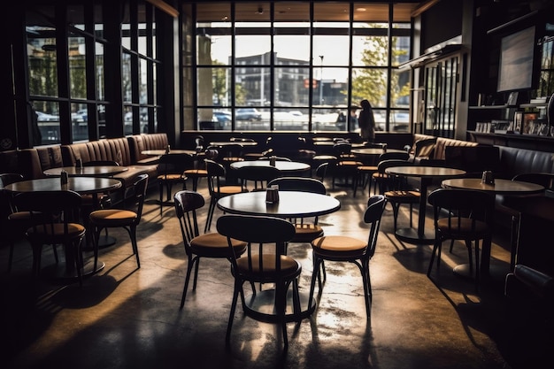 photo d'un café vide à l'intérieur Photographie générée par l'IA