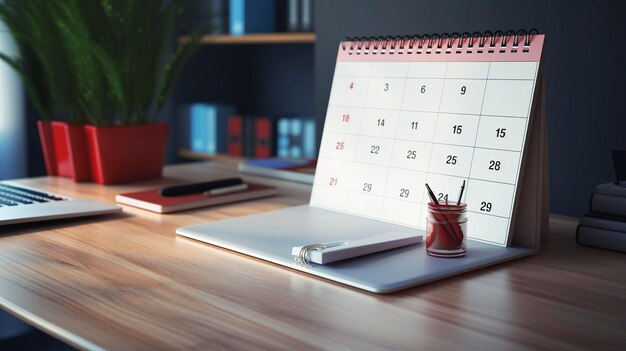 Une photo d'un calendrier de bureau avec une liste de choses à faire