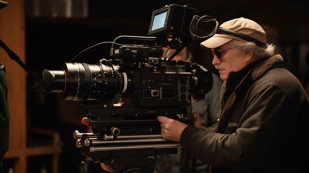 Une photo d'un caméraman sur un plateau de tournage