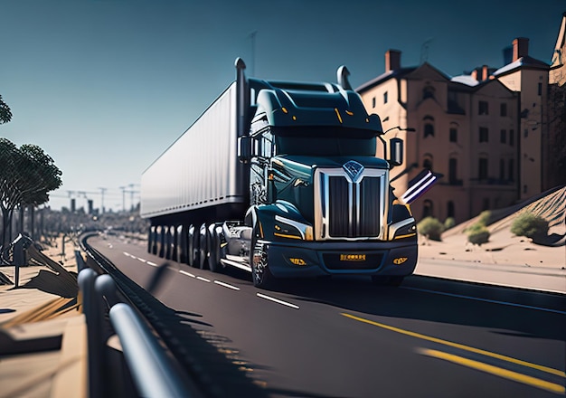 Photo d'un camion sur une route avec un beau paysage