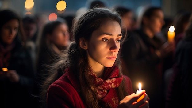 Une photo capturant la paix d'une veillée de prière aux bougies pendant la Semaine Sainte