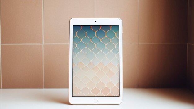 Une photo capturant la simplicité d'un iPad mini avec un motif d'arrière-plan minimaliste