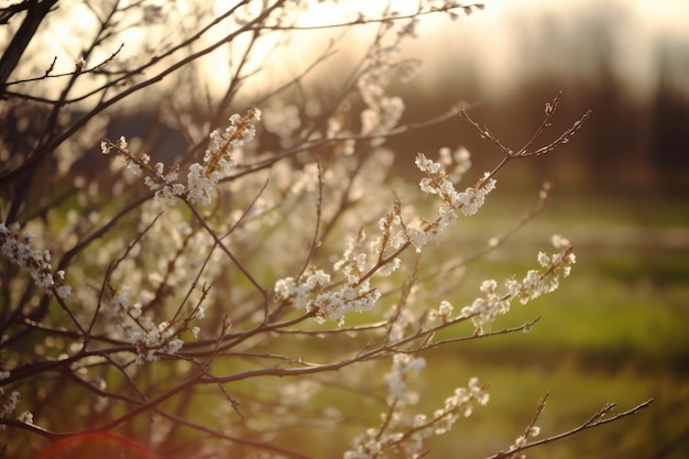 Cette photo capture la beauté époustouflante du printemps avec des cerisiers en fleurs générative ai