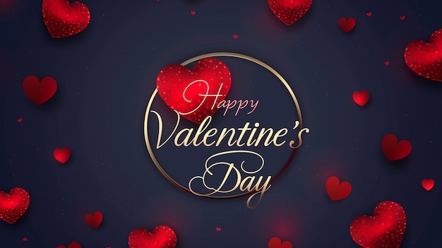 Photo de la carte joyeuse de la Saint-Valentin avec des cœurs papier peint joyeux de la Journée des Saint-Valentiens généré par l'IA