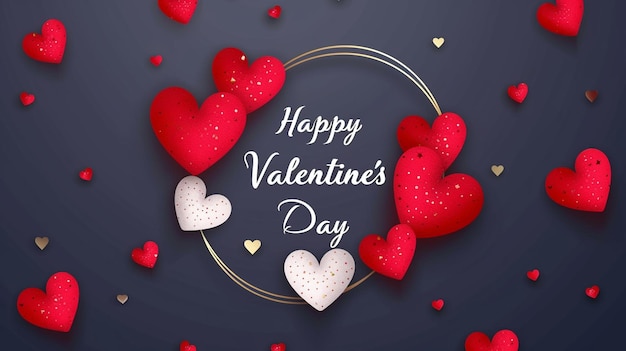 Photo de la carte joyeuse de la Saint-Valentin avec des cœurs papier peint joyeux de la Journée des Saint-Valentiens généré par l'IA