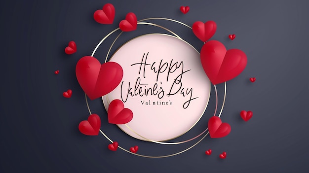 Photo de la carte joyeuse de la Saint-Valentin avec des cœurs papier peint joyeux de la Journée des Saint-Valentiens généré par l'IA