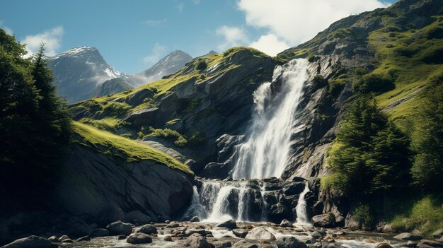 Photo une photo d'une cascade de montagne isolée