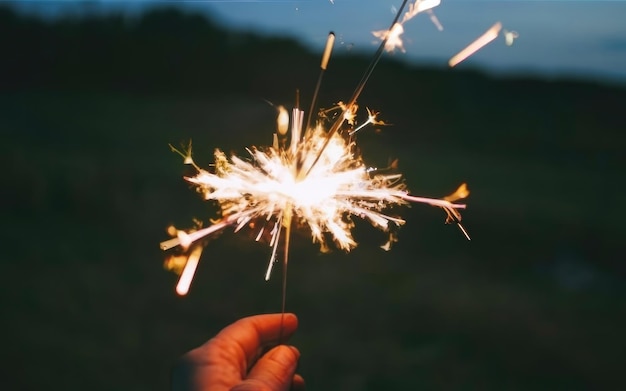 Grand Feu Dans Un Baril Dans La Nuit Avec Une Pluie D'étincelles