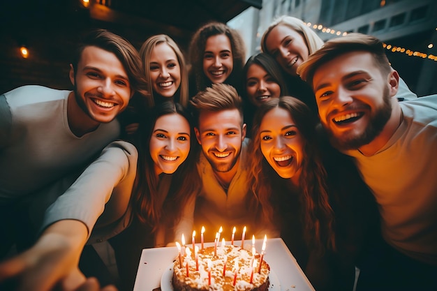 Photo de la célébration de l'anniversaire avec des amis