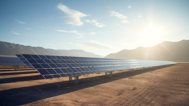 Une photo d'une centrale solaire sous un ciel dégagé