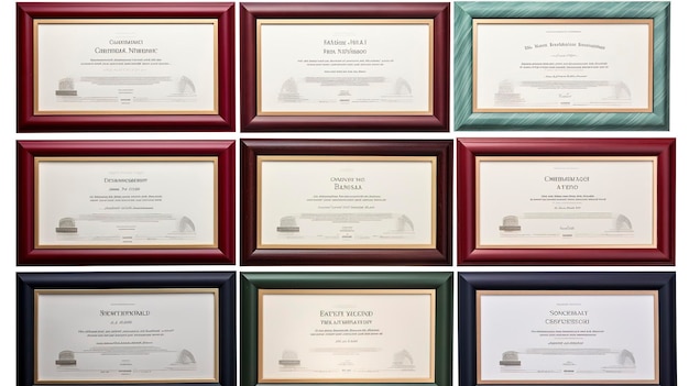 Photo une photo des certificats ou diplômes de formation en ressources humaines