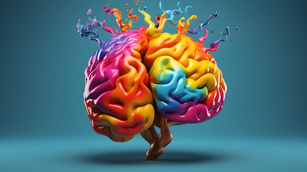 photo de cerveau coloré pour les publicités sur les médias sociaux idées de cerveau moderne réaliste