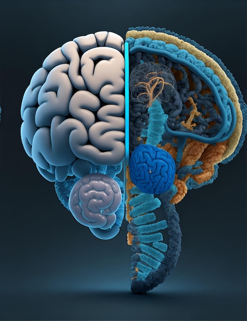 Photo d'un cerveau humain montrant les différentes zones et fonctions
