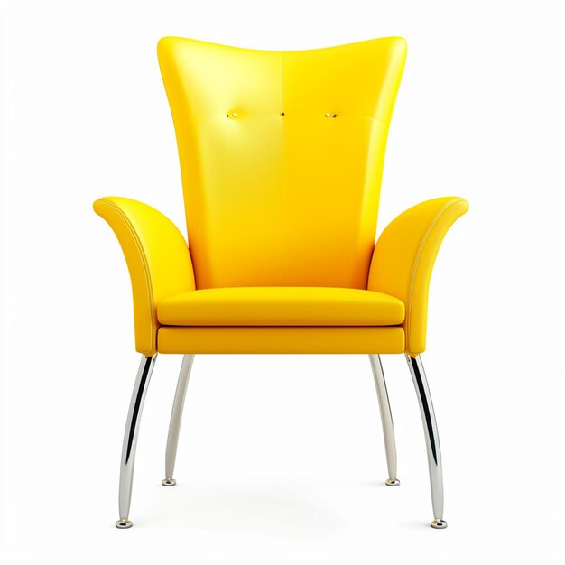 Photo d'une chaise jaune nouvellement moderne sur un fond isolé