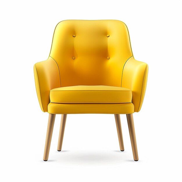 Photo d'une chaise jaune nouvellement moderne sur un fond isolé