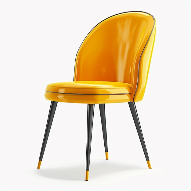 Photo d'une chaise jaune nouvellement moderne sur un fond isolé