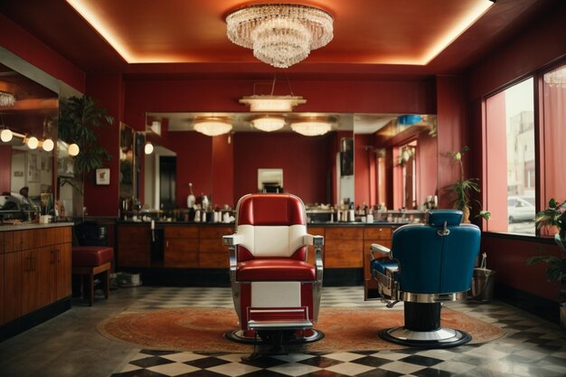 Photo photo d'une chaise de salon de coiffure