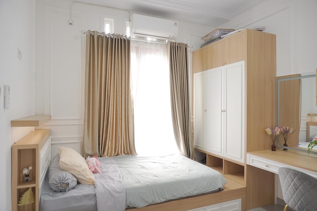 Photo la chambre d'enfant, chambre d'enfant moderne blanc et bois