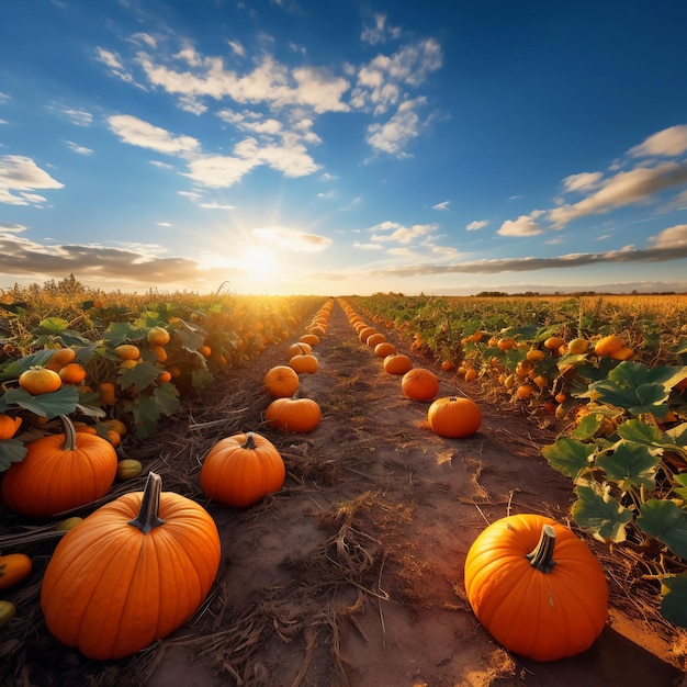 photo d'un champ de citrouilles