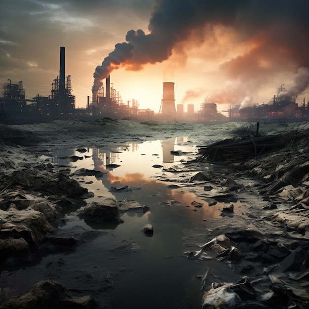 photo changement climatique avec pollution industrielle