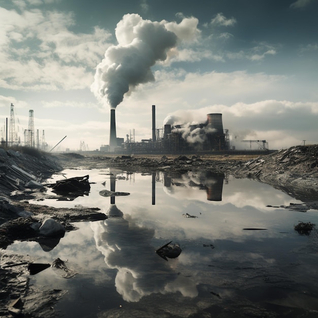 photo changement climatique avec pollution industrielle