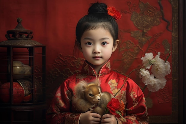Une photo charmante d'une petite fille chinoise
