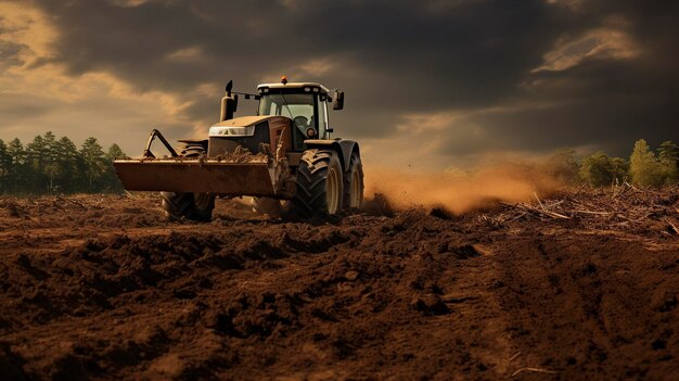 Une photo d'une charrue qui tourne le sol pour la prochaine saison de plantation