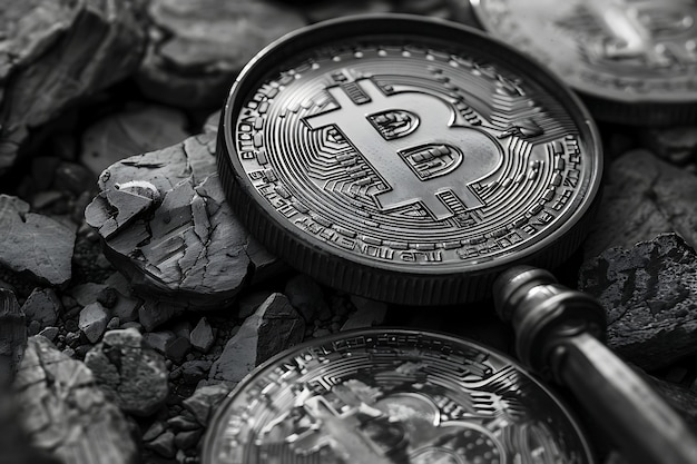 Photo de la chasse au trésor de Bitcoin avec des équipes à la recherche d'indices Banner d'idée crypto Advent