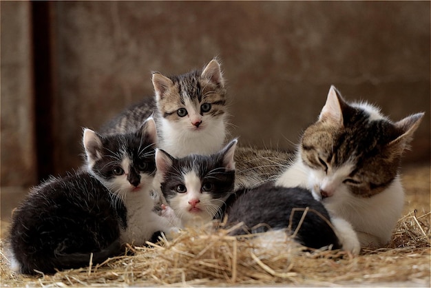 Photo une photo d'un chat avec 4 frères