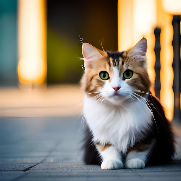 une photo d'un chat allongé sur un sol en bois