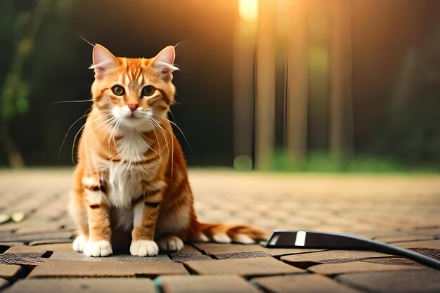 une photo d'un chat et d'un rat se regardant