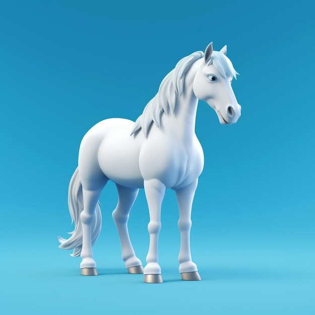 Une photo d'un cheval blanc en 3D un symbole de la puissance générative