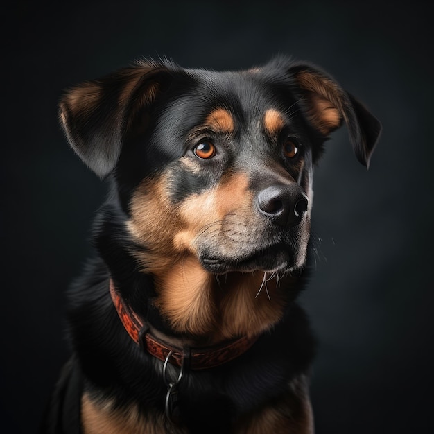 PHOTO Un chien avec un collier rouge et un collier