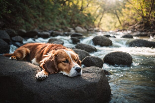 photo de chien dans la rivière