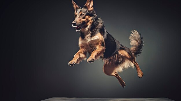 Photo une photo d'un chien effectuant des tours avancés